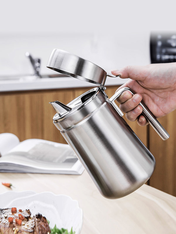 防漏调味料香油瓶装油罐调味壶家用厨房用品(304斜盖油壶800ml 默认