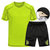 运动套装男夏季短袖短裤健身服男运动T恤健身衣透气速干跑步1265(绿色-黑裤白条 L)第5张高清大图