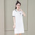 2022夏季新款少女学院风翻领黑色裙子女韩版学生短袖Polo领连衣裙(白色 L)第4张高清大图