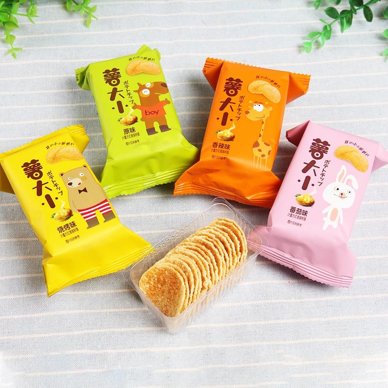 阿婆家的薯大小薯片32包四口味混合彩色礼盒装32包心有所属礼盒