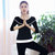 莉菲姿 新款春夏秋瑜珈服套装愈加运动休闲表演韩版舞蹈健身服三件套(黑色长袖 M)第3张高清大图