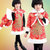 冬女童毛毛披肩唐装夹棉加厚旗袍2件套儿童复古民族格格表演裙子(130（身高120-130）)第2张高清大图
