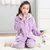 秋冬法兰绒女童睡衣中大童纯色法兰绒套装(155/建议身高150-155 紫色)第4张高清大图