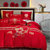 公主风60s支长绒棉贡缎四件套红色婚庆刺绣被套全棉1.8m床上用品(幸福牵手)第9张高清大图