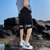 短裤男士夏季新款外穿休闲薄款五分沙滩裤2021年潮流字母宽松中裤(黑色 3XL)第4张高清大图