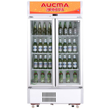 澳柯玛(AUCMA) 409升立式冷藏柜 玻璃门展示柜 餐厅便利店展示 透明防盗锁门 钢丝网架 SC-409A灰