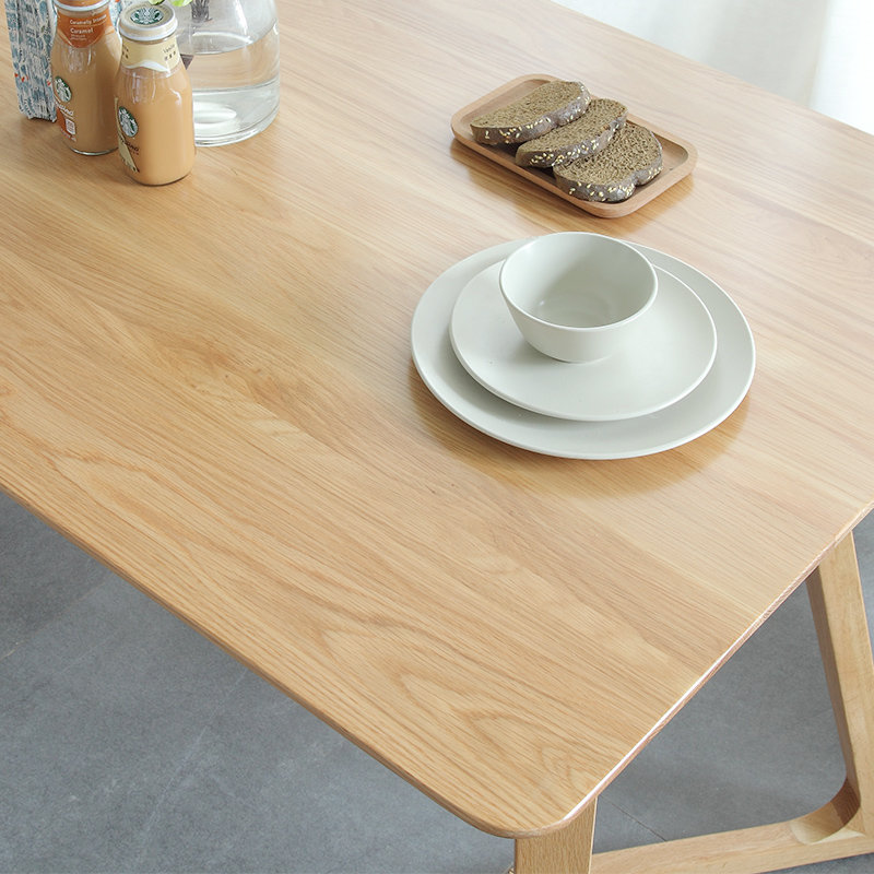 恒兴达纯白橡木餐桌北欧全实木餐桌椅组合小户型现代简约创意长方形白