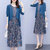 亿梦诗 2021年夏装新款女装碎花雪纺两件套气质长裙裙子ET623(蓝色 XXXL)第2张高清大图