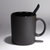 欧式创意黑色哑光大容量马克杯子磨砂简约咖啡杯带勺陶瓷水杯(黑色 单杯)第2张高清大图