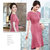 MISS LISA韩版时尚气质圆领高腰中长款连衣裙大码裙子KL908-1(粉红色 M)第5张高清大图