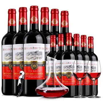 法国原瓶进口红酒整箱 梦诺唐卢卡干红葡萄酒 买一箱送一箱(红色 十二支装)