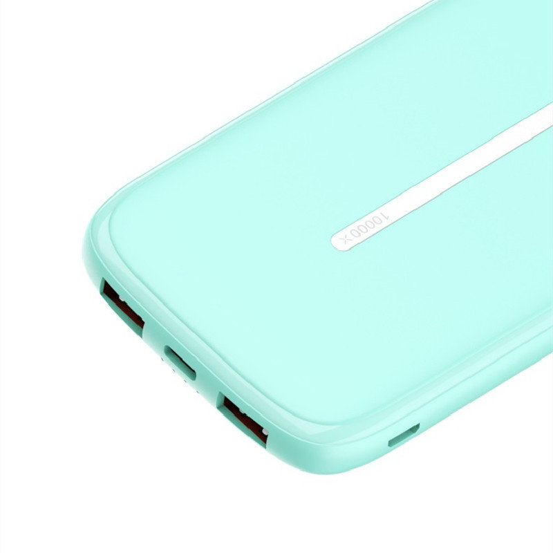 沃品wopowl07移动电源双usb输出超薄小巧10000mah青色