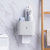 日本AKAW爱家屋卫生间卫生纸壁挂式抽纸盒免打孔创意防水纸巾架子(白色)第3张高清大图