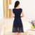 VEGININA 韩版修身收腰中长款雪纺连衣裙 9515(黑色 M)第3张高清大图