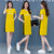 微胖妹妹mm大码女装连衣裙2021年夏装新款遮肚子显瘦宽松洋气裙子(黄色 L)第3张高清大图