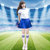 学生啦啦操服装明星同款男女运动会开幕足球宝贝团体拉拉队表演服(白短袖+蓝裙子 M)第7张高清大图