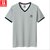 NIAN JEEP 男士短袖T恤 吉普盾休闲圆领纯棉T恤衫9655(灰白条 4XL)第3张高清大图