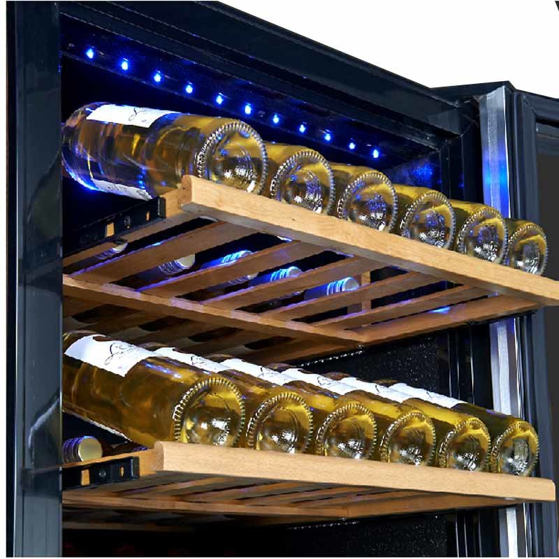 尊堡bj-380d 恒温酒柜 红酒柜 葡萄酒柜 双温风冷酒柜 约140瓶(棕木纹