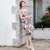 MISS LISA时尚印花连衣裙女式职业装修身中长款连衣裙吊带裙GDX-C60(粉红色 XL)第2张高清大图