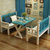 地中海实木餐桌椅餐台组合6人多人松木长方形小户型饭桌定制(白蓝色餐桌120*60*75)第2张高清大图
