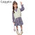 CaldiceKris（中国CK）女童碎花拼接裙毛衣马甲套装CK-TF3498(110-160 粉色)第5张高清大图