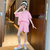 中大童夏季新款女童粉色休闲套装(140cm 粉色)第4张高清大图