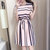 Mistletoe连衣裙短袖 2017夏季新款韩版女装女裙 条纹裙子(粉红色 M)第4张高清大图