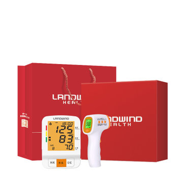 蓝韵 电子血压计血压测量仪 医用红外体温计 健康礼盒两件套(白色 1盒)