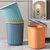 北欧风垃圾桶家用大容量带压圈厨房办公室杂物垃圾篓(新款加厚【大号】-蓝色 送【加大号】橙色 (垃圾袋))第11张高清大图