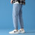 传奇保罗牛仔裤男潮牌2021年夏季薄款直筒宽松束脚休闲舒适长裤子（M-4XL）812302(蓝色 XL)第4张高清大图
