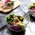 日式锤纹金边玻璃沙拉碗创意家用北欧风透明水果盘套装甜品沙拉碗套装(紫色金边沙拉碗中号)第4张高清大图