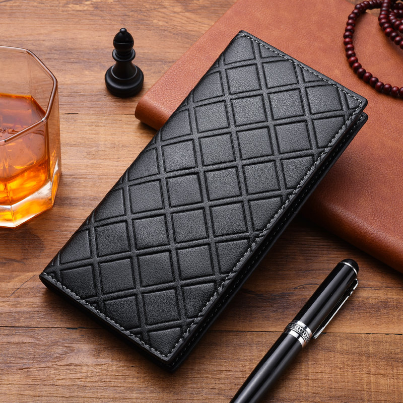 漫石manshi实用商务男士钱包多卡位简约拉链钱夹钱袋长钱包款式随机