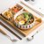 日式陶瓷面碗一人食餐具沙拉碗双耳汤碗吃面碗碗碟套装家用早餐碗(一人食套装-把手碗（螺纹）)第2张高清大图