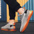 梵斯椰子鞋男鞋透气网面鞋休闲跑步鞋网鞋运动鞋飞织鞋(灰橘 42)第3张高清大图