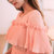 Mistletoe高腰夏季甜美小清新女装荷叶边喇叭袖连衣裙F6725(粉红色 XL)第4张高清大图