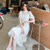 2021夏季新款中国风气质日常款旗袍纯色刺绣蕾丝连衣裙(白色 M)第3张高清大图