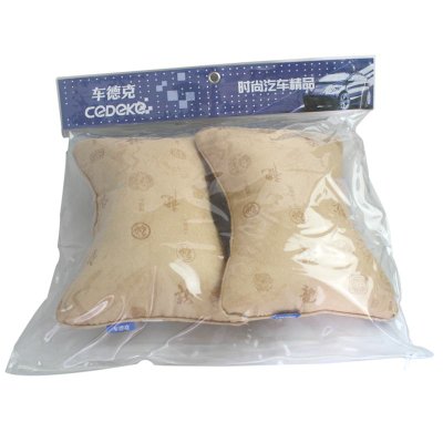 车德克（CEDEKE）中国龙印花麂皮绒竹炭颈枕对装（米黄）