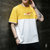 卡郎琪 男士夏季短袖t恤2020新款ins潮牌潮流五分半袖体恤修身纯棉上衣服 KXP-T204(黄色 4XL)第3张高清大图