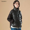 CaldiceKris（中国CK）CK-YR856 女拼接短款轻薄羽绒服(黑色 L)