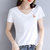 莫代尔短袖t恤女士2021年新款夏季短款女装v领上衣纯棉薄款t桖衫(白色 S)第5张高清大图