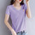 莫代尔短袖t恤女士2021年新款夏季短款女装v领上衣纯棉薄款t桖衫(浅紫色 S)第4张高清大图