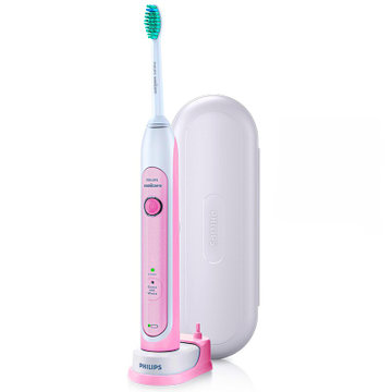 飞利浦（PHILIPS）电动牙刷HX6761/03亮白型成人充电式声波震动牙刷粉色(粉色)